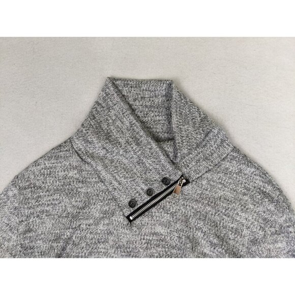 WOMEN'S GRAY LIGHT WEIGHT PULLOVER SWEATER ZIPPER BUTTON DETAIL - SIZE L - Picture 3 of 8